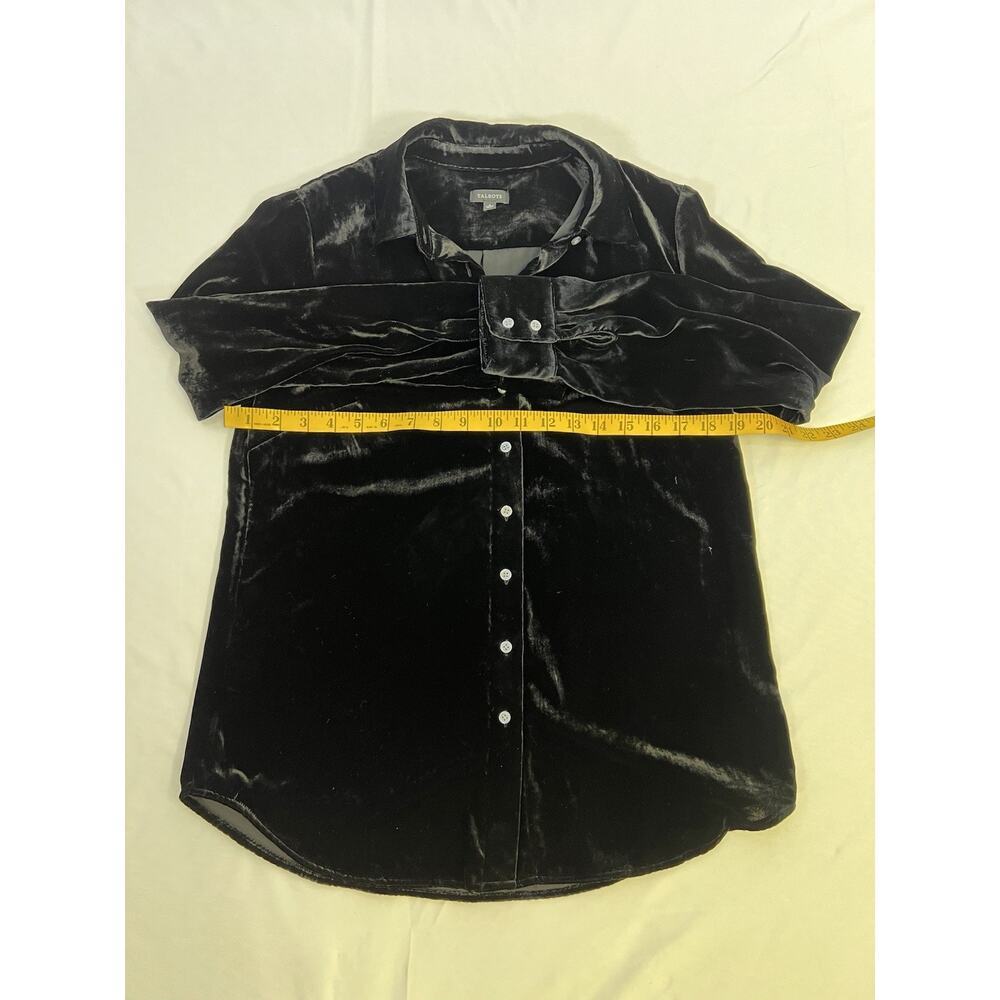 Talbots Vintage Velvet Silk Button Up Long Sleeve Shirt Womens Size S Black - Picture 6 of 8
